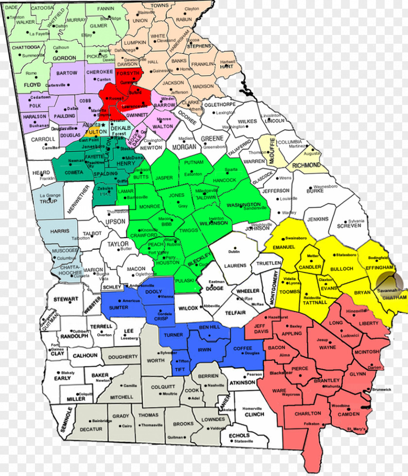 Map Atlanta Metropolitan Area Subregion PNG