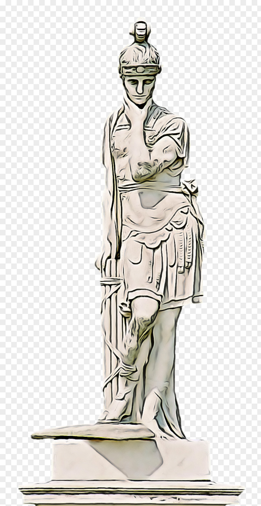 Sculpture Line Art Standing Statue Sketch Classical Drawing PNG