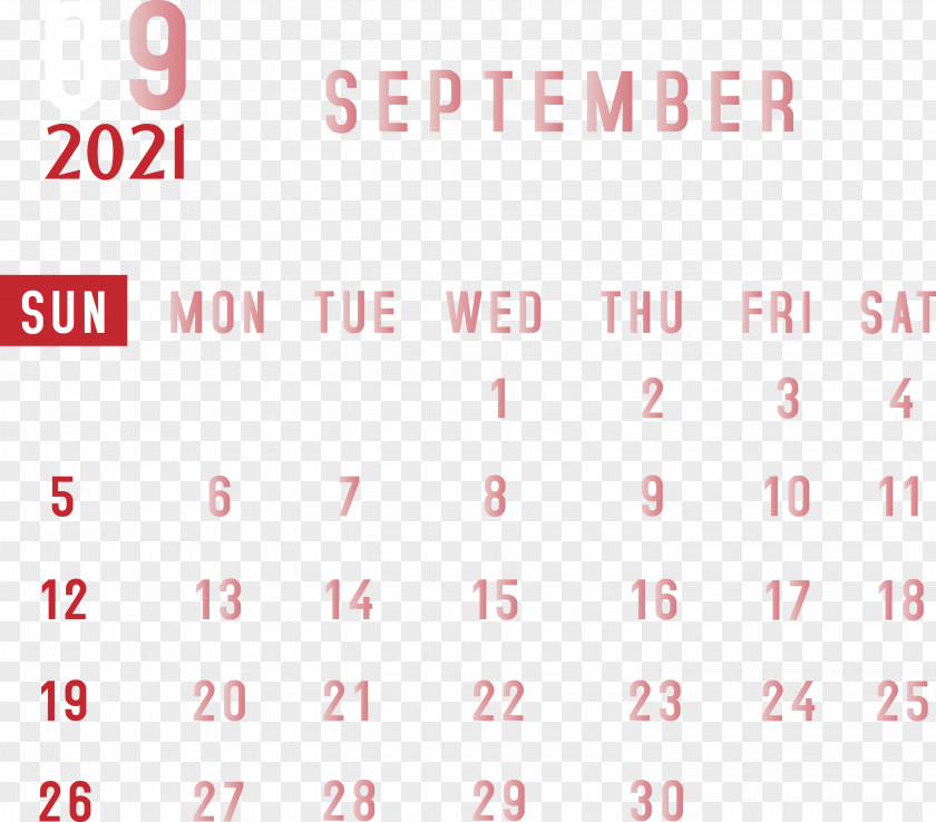September 2021 Month Calendar Printable Monthly PNG