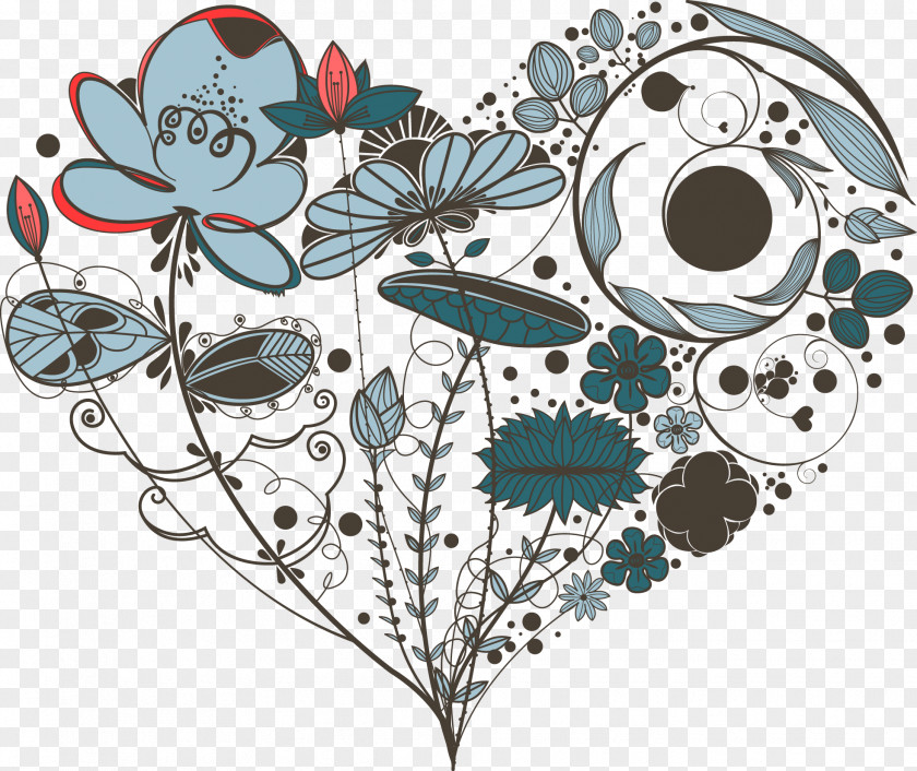 Heart-shaped Flower Heart Drawing Pattern PNG