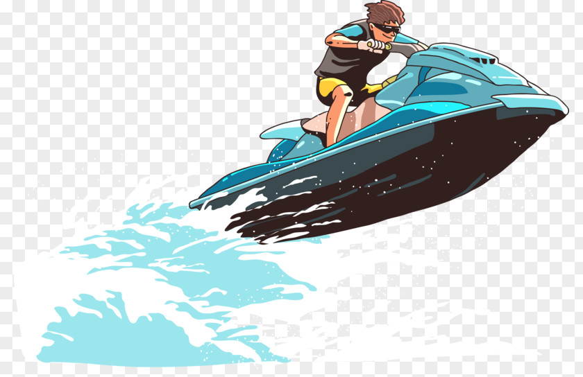 Jet Ski Cartoon Personal Watercraft Vector Graphics Illustration Image PNG