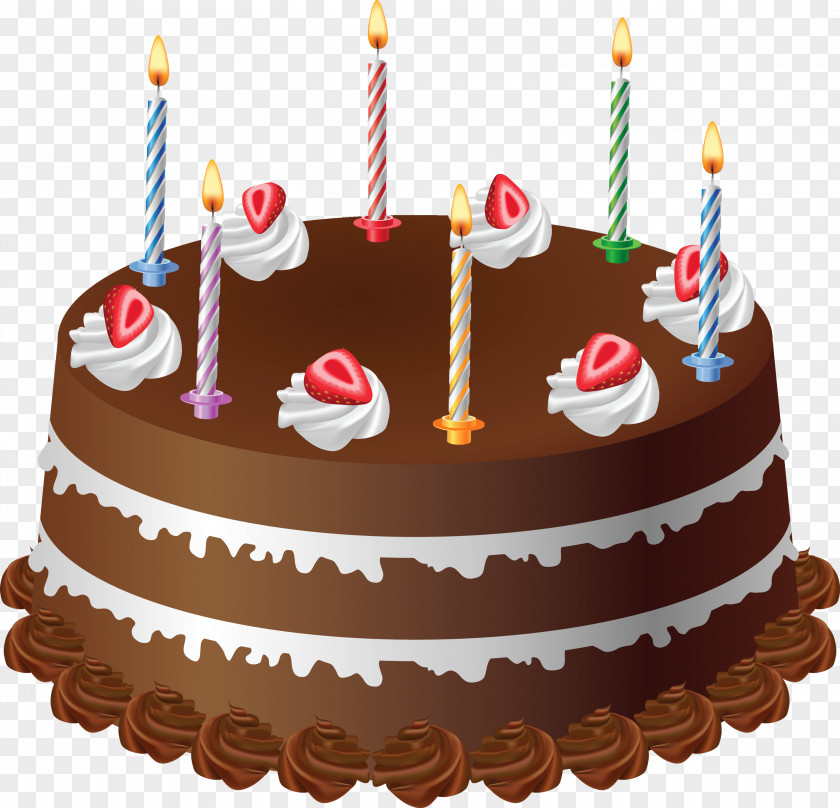 Chocolate Cake With Candles Art Large Picture Birthday Layer Clip PNG