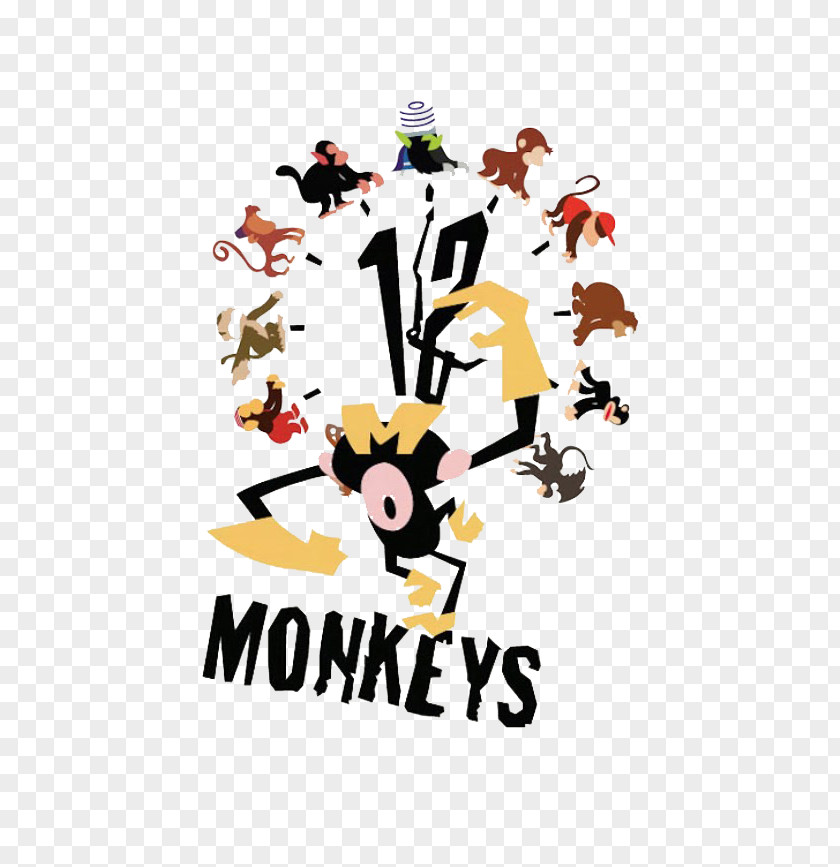 Simple Monkey Clock Illustration Cynicism Humour Illustrator Poster PNG