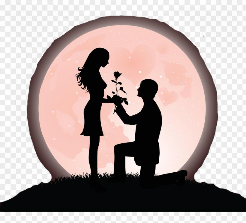 Couple In Love Cartoon Marriage Proposal Silhouette Romance PNG