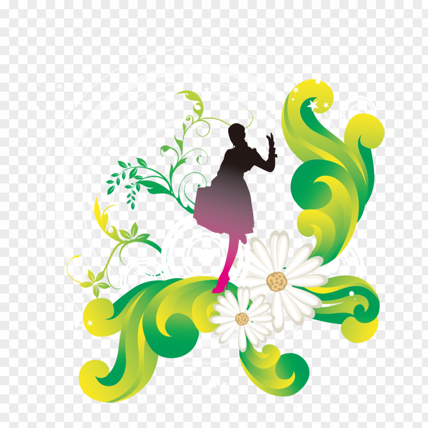 From Flowers To A Woman Silhouette Flower Euclidean Vector PNG