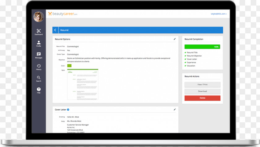 Resume Professional Computer Program Résumé Cosmetology Software Template PNG