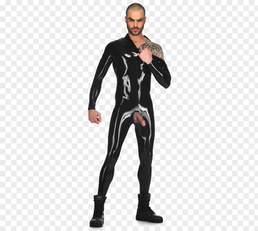 Black Zipper Jumpsuit Wetsuit Latex Catsuit Dry Suit Adult PNG