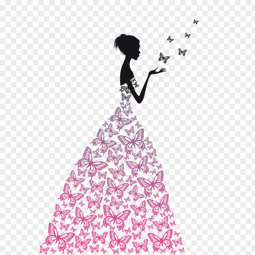 Butterfly Silhouette Figures Dress Drawing Stock Photography Clip Art PNG