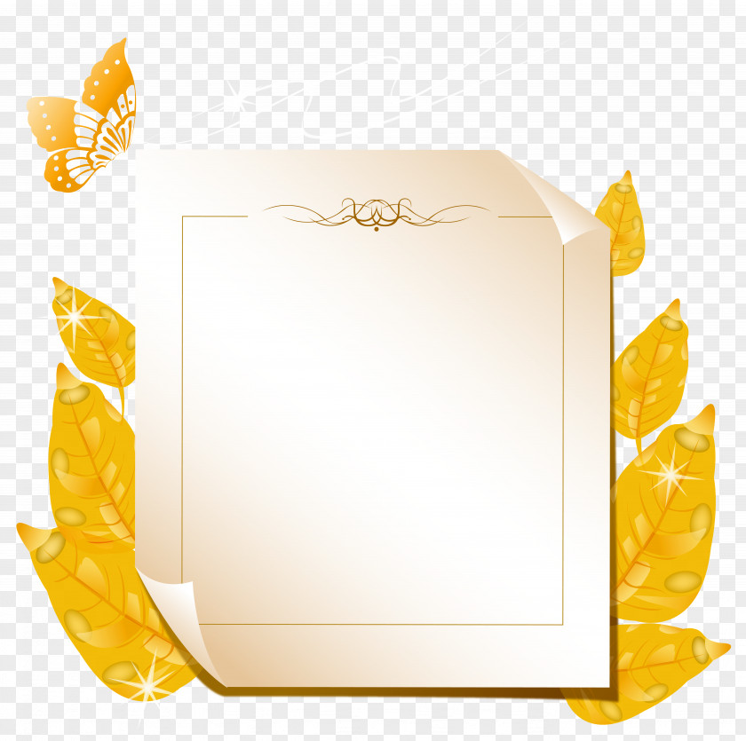 Autumn Leaves Blank Clipart Image Paper Picture Frame Text Yellow Rectangle PNG