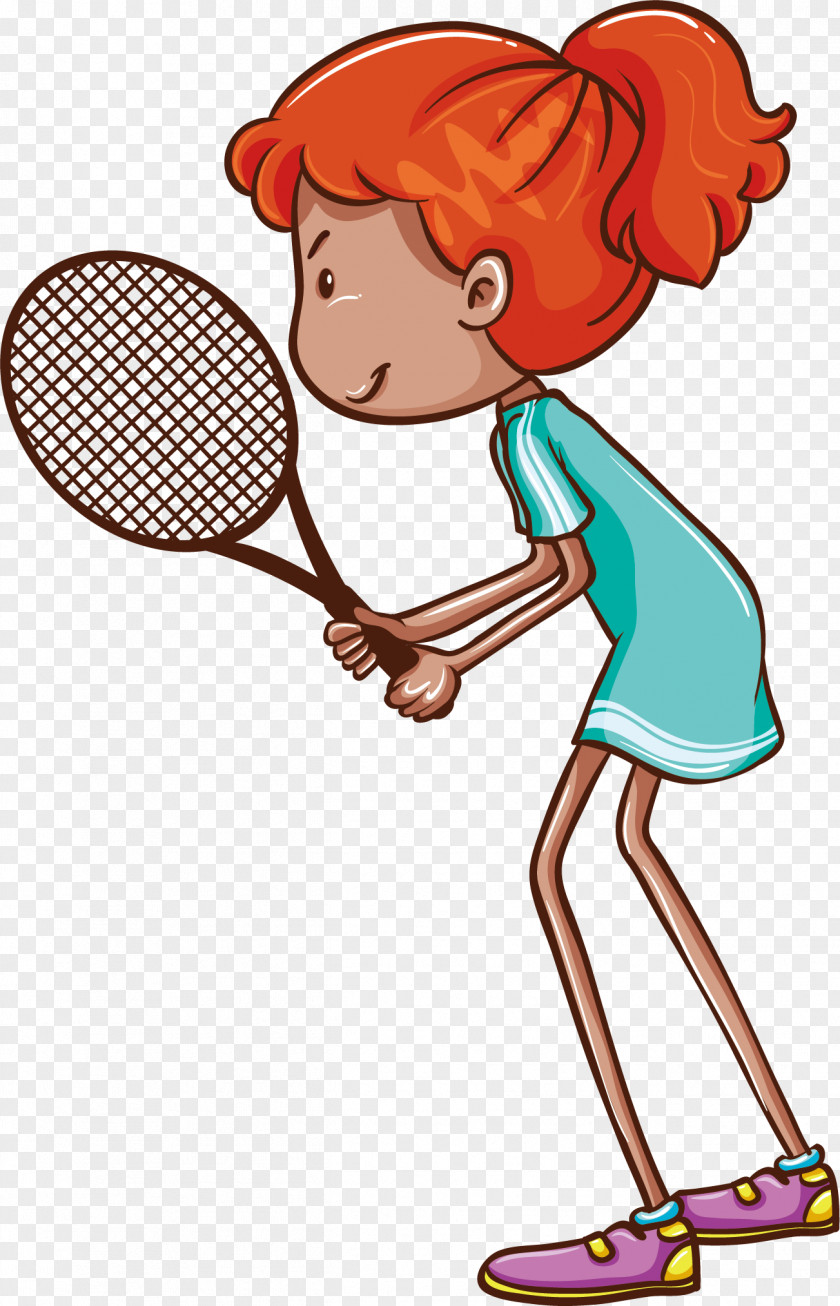 PE Badminton Tennis Player Drawing Illustration PNG