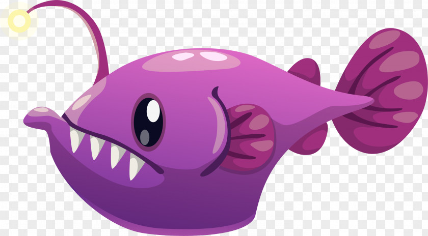 Purple Cartoon Lantern Fish Clip Art PNG