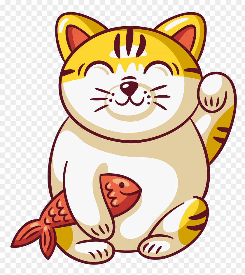 Yellow Painted Lucky Cat Good Luck Charm Royalty-free Photography PNG