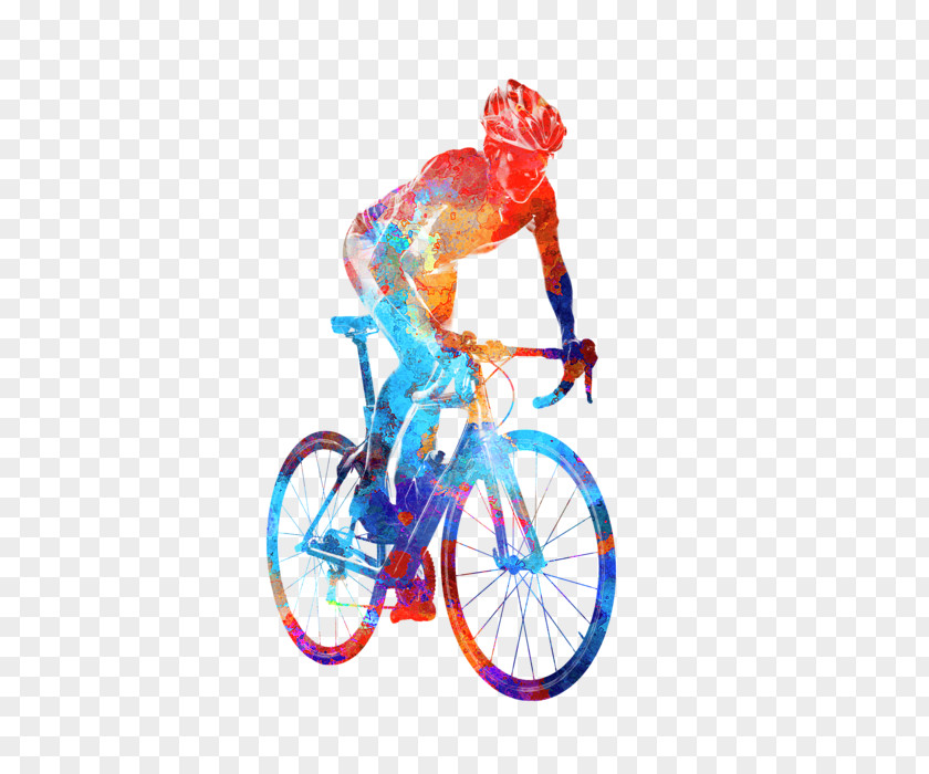 Cycling Road Bicycle Watercolor Painting Triathlon Poster PNG