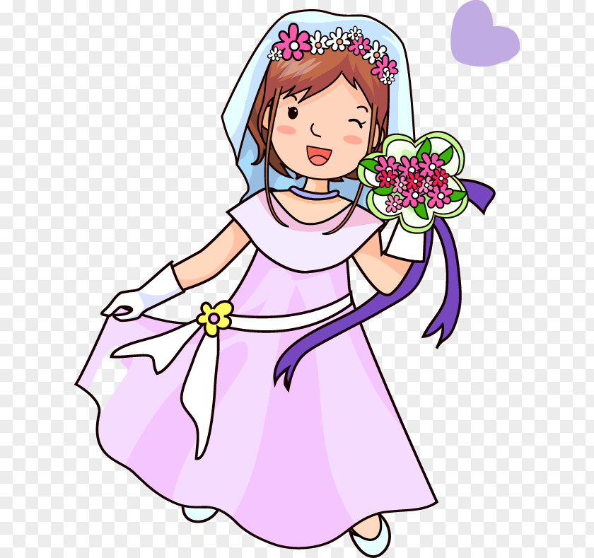 Beautiful Wedding Dress Cartoon Bride PNG