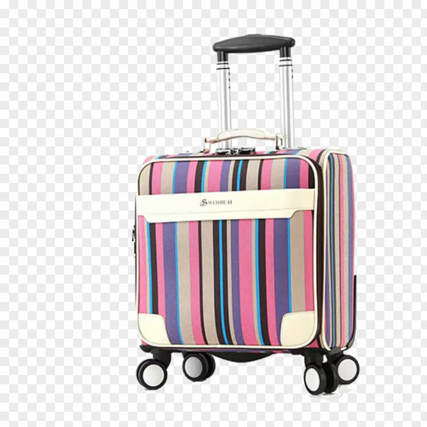 Striped Suitcase Hand Luggage Baggage Travel PNG