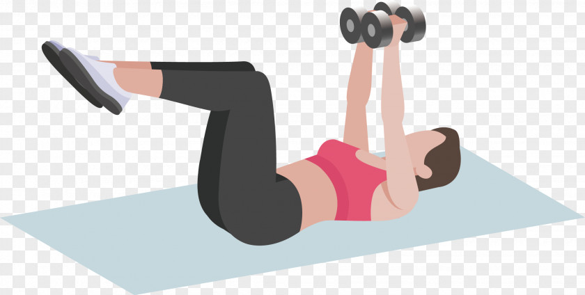 Ladies With Dumbbells Lie Down Physical Exercise Dumbbell Squat Front Raise Fly PNG
