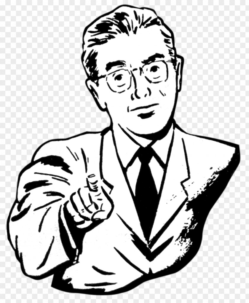 Man Pointing Line Art Thumb Cartoon Clip PNG