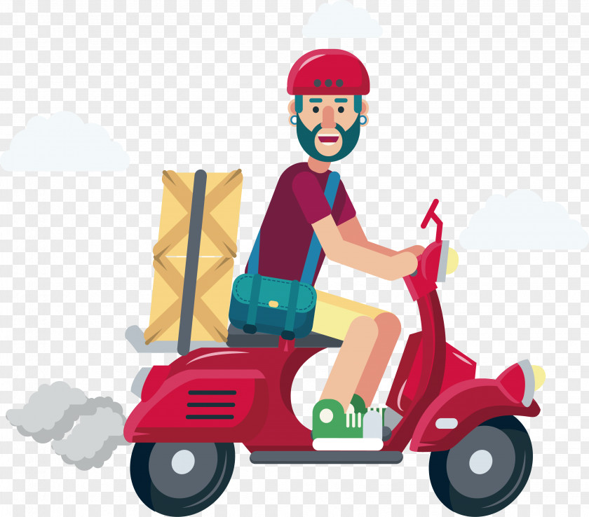 Red Motorcycle Courier PNG