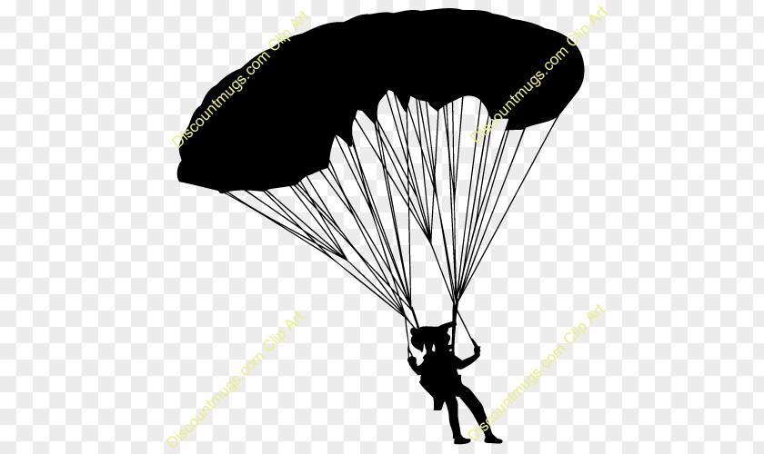 Parachute Parachuting Black And White Clip Art PNG