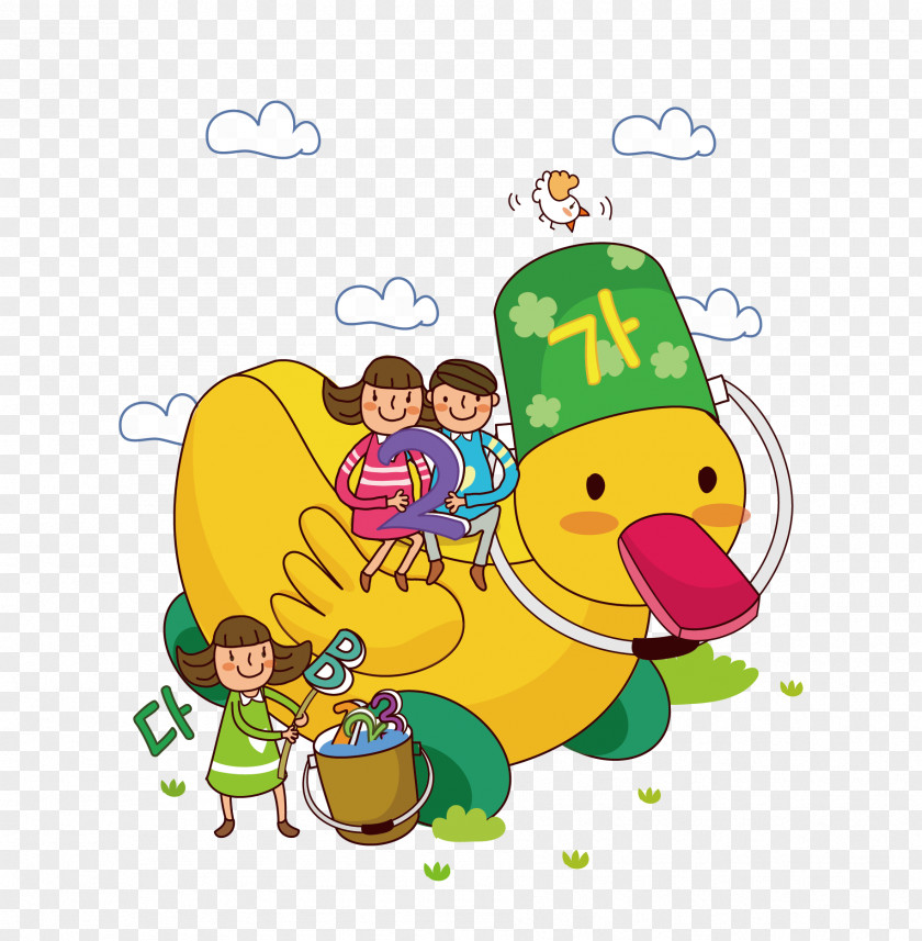 Big Yellow Duck Vector Material Jigsaw Puzzle Toy Child PNG