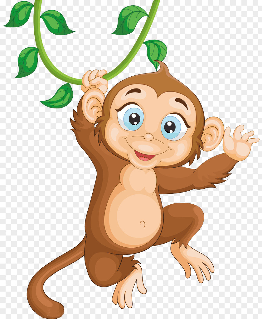 Jumping Monkey Illustration PNG