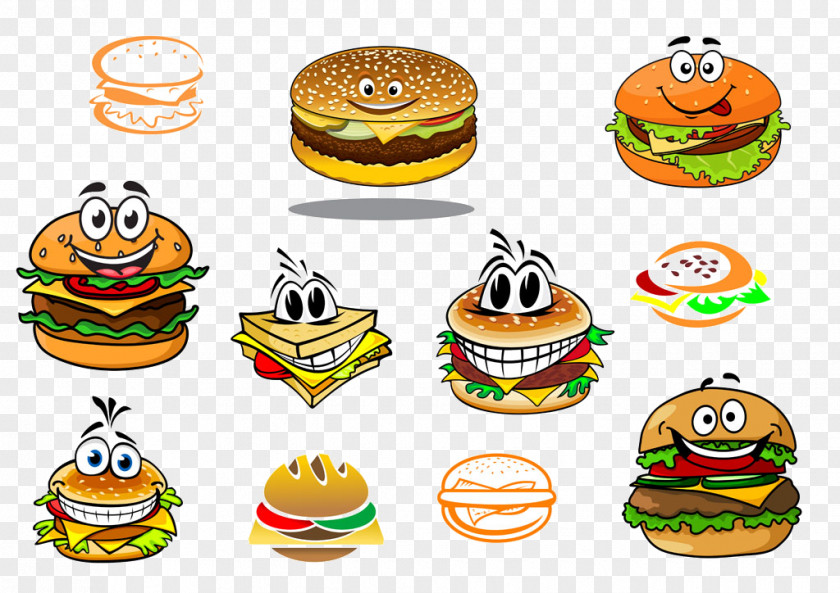 Cartoon Burger Daquan Hamburger Hot Dog Fast Food Shawarma Take-out PNG