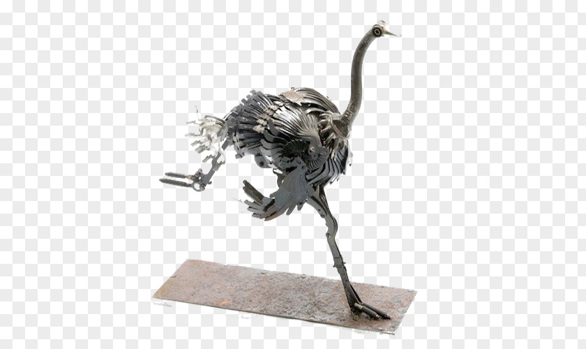 Metal Stitching Ostrich Sculpture Scrap Recycling Animal PNG