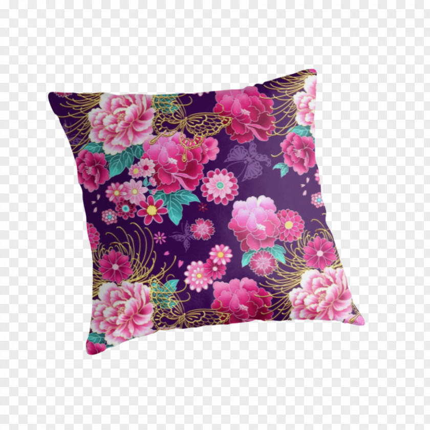 Purple Peony Throw Pillows Cushion Pink M PNG