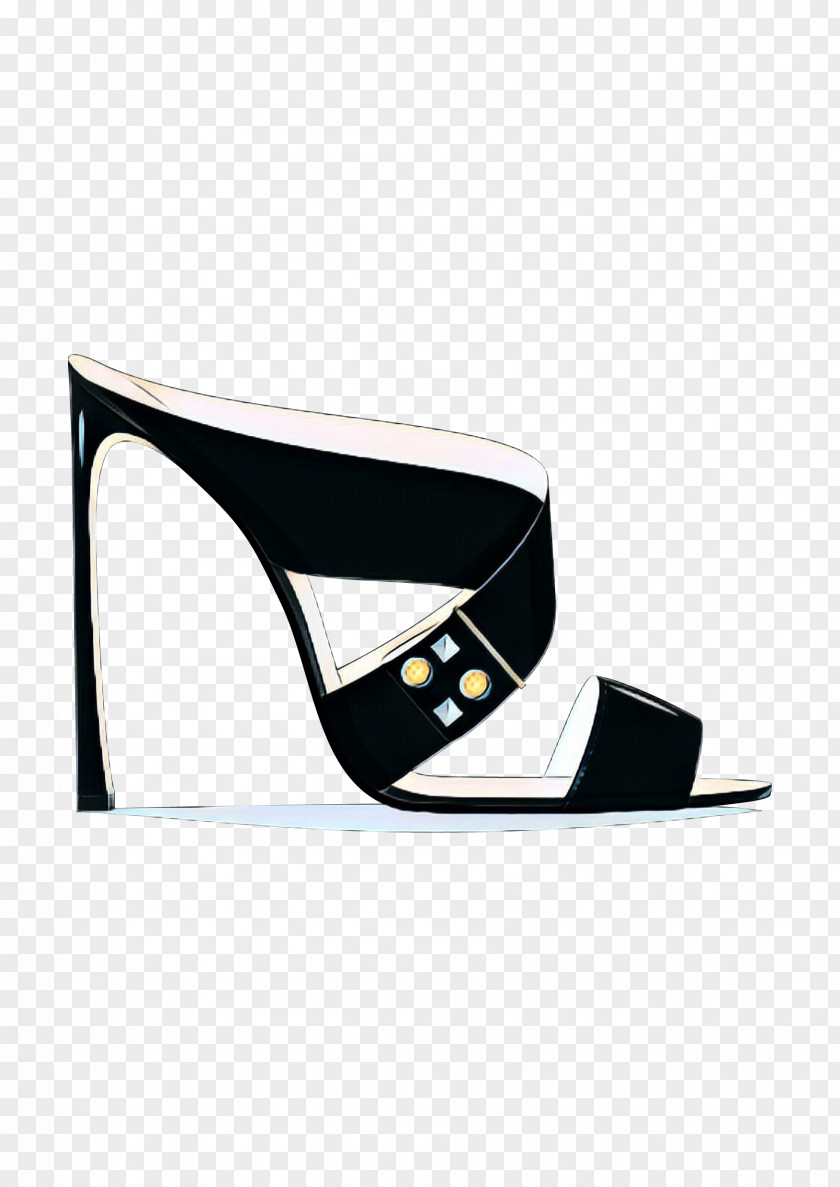Slingback Leather Footwear White Black Sandal Shoe PNG