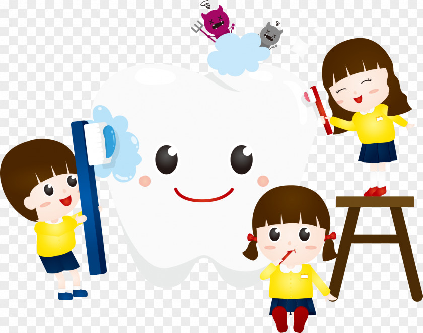 Child Cleaning Teeth Cartoon Tooth Dentistry Computer File PNG