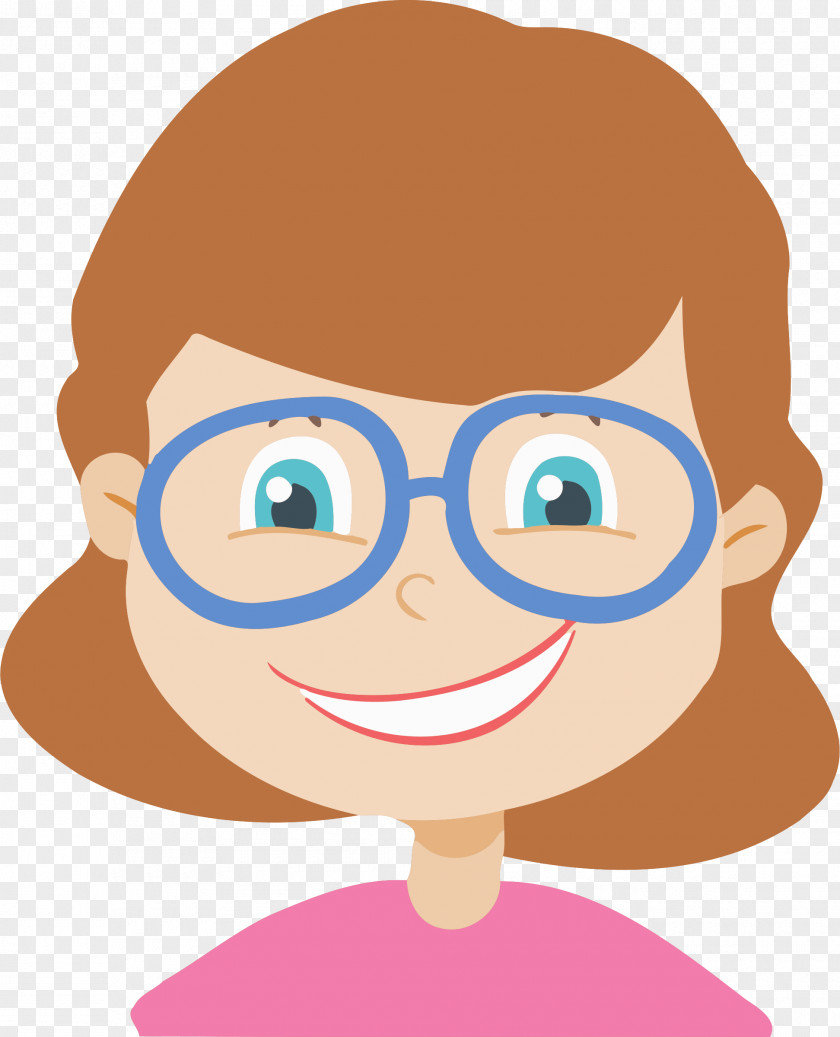 Glasses Brown Hair Kindergarten Cartoon PNG