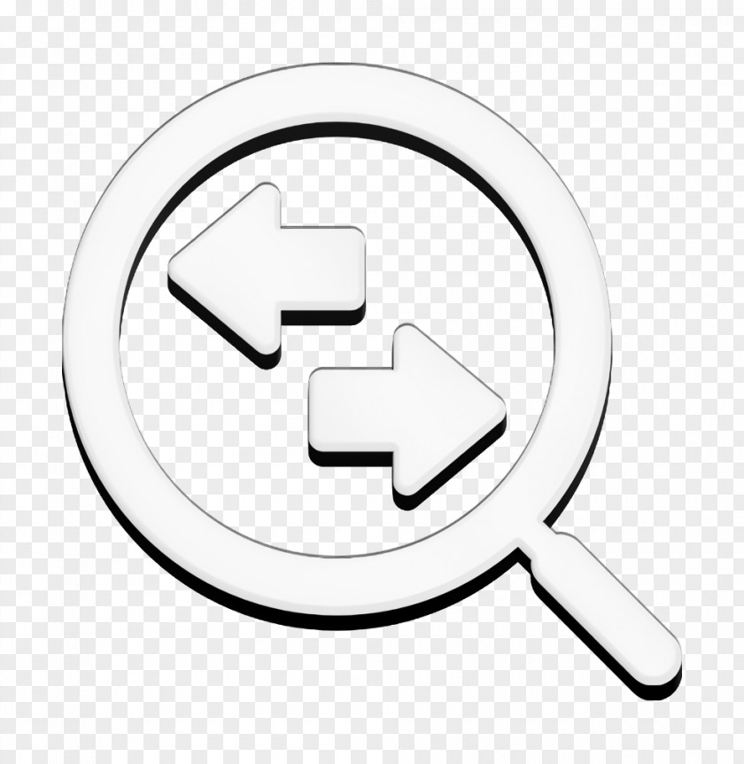 Office Set Icon Magnifying Glass With Two Way Arrows Business PNG