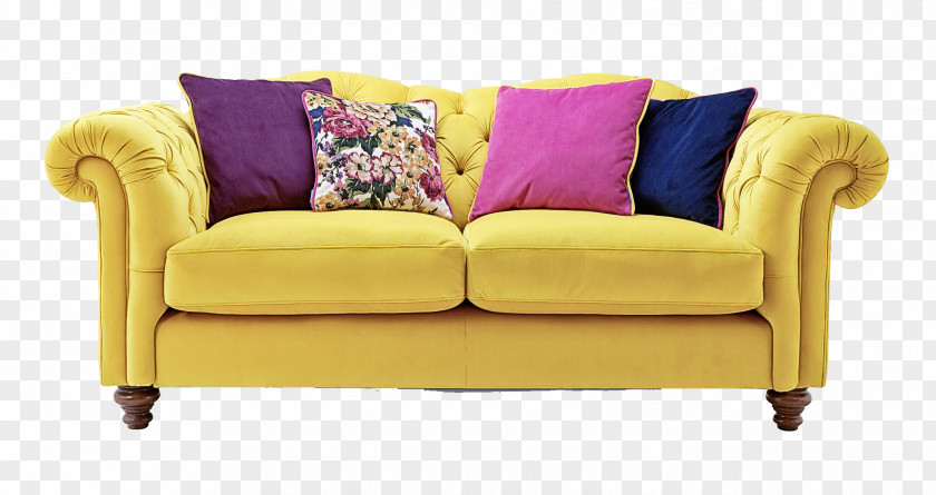 Furniture Couch Yellow Loveseat Purple PNG