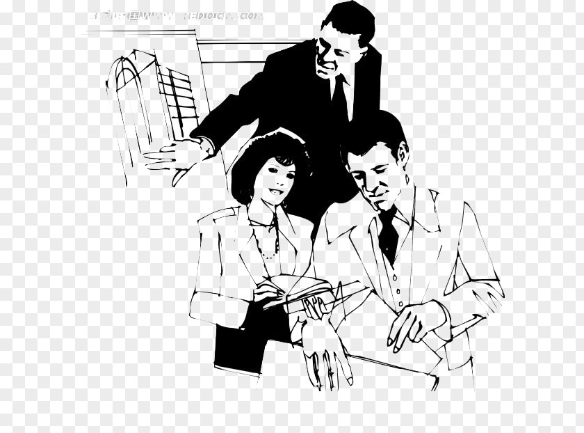 Business Lines Of Men And Women Cartoon Drawing Pencil PNG