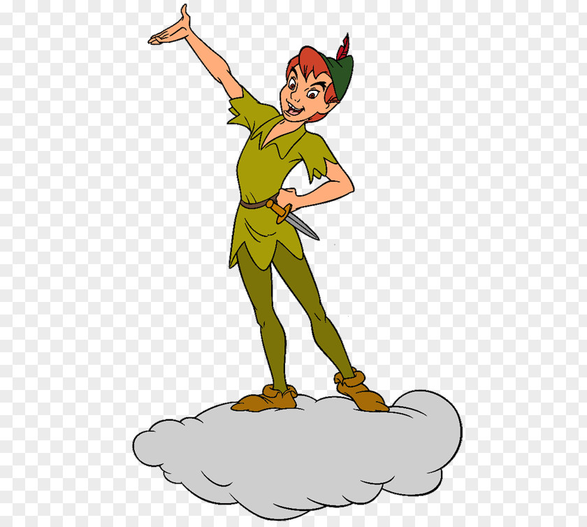 Cartoon Peter Pan Standing On The Clouds Tiger Lily Tinker Bell Captain Hook Wendy Darling PNG