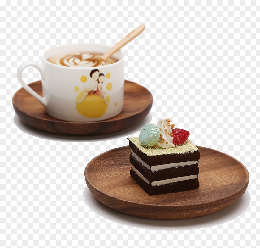 Coffee And Cake Cafe Wood Dish Plate PNG