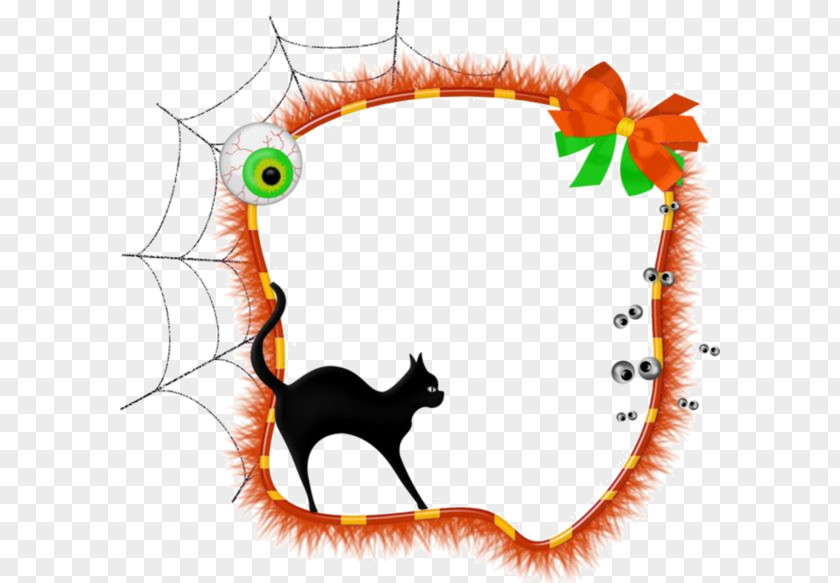 Cartoon Cat Black Halloween Picture Frame Clip Art PNG