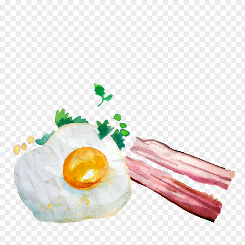 Floating Breakfast U5e78u798fBreakfast Croissant Bacon Watercolor Painting PNG