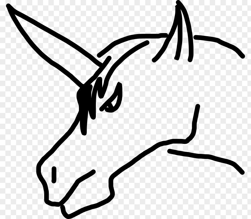 Unicorn Head Black And White Line Art Monochrome Photography PNG