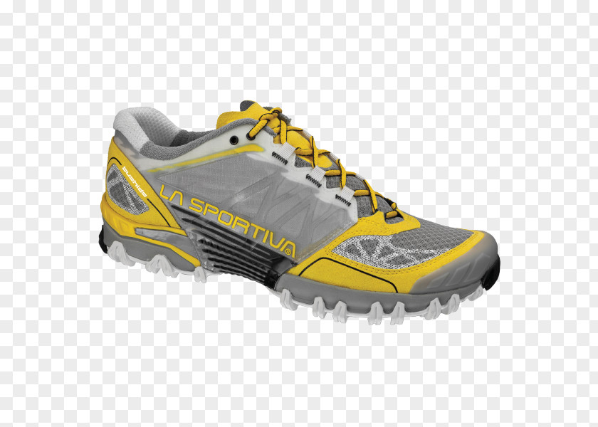 Yellow And Gray Trail Running La Sportiva Shoe Sneakers PNG