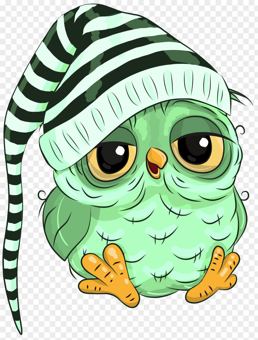 Headgear Cartoon Green Owl Clip Art PNG