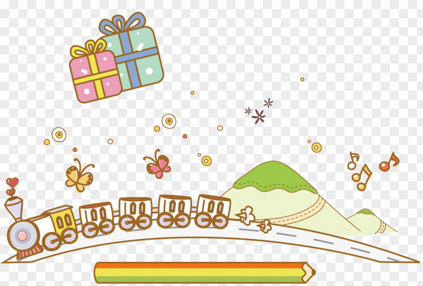 Cartoon Train Hills Gratis Gift PNG