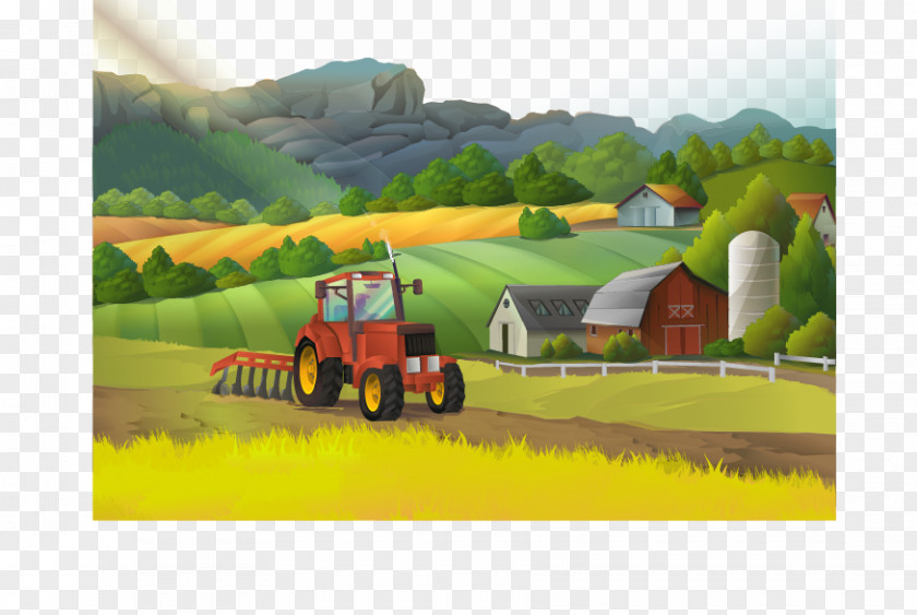 Beauty Field Work Farm Landscape Rural Area Illustration PNG