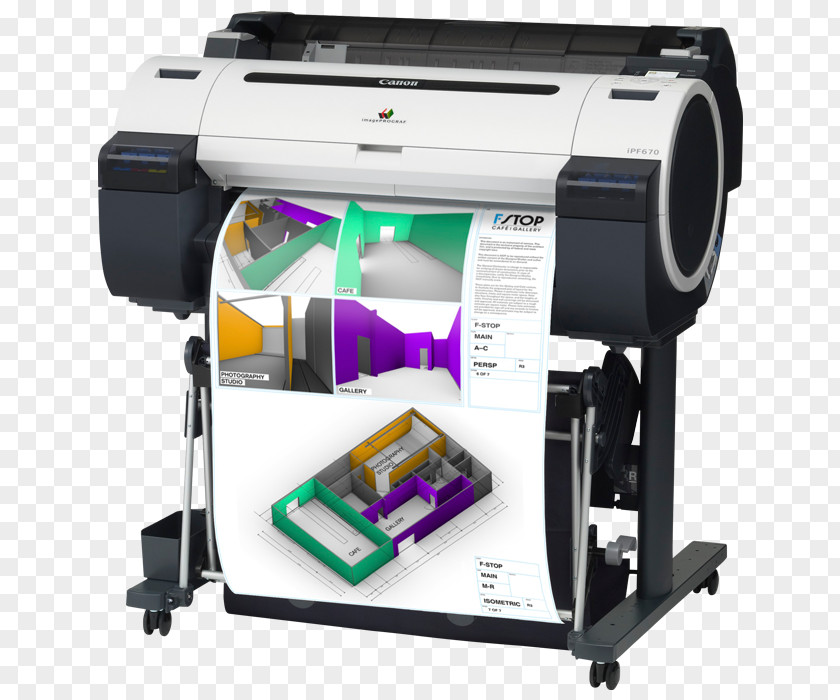 Printer Wide-format Canon ImagePROGRAF IPF670 Inkjet Printing PNG