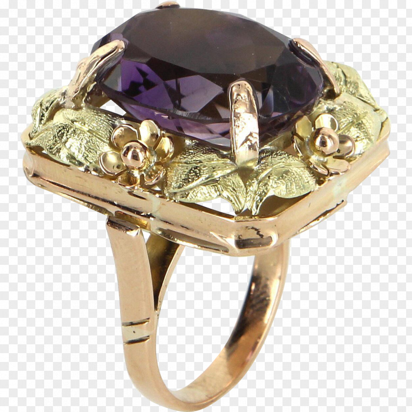 Ring Jewellery Gemstone Amethyst Gold PNG