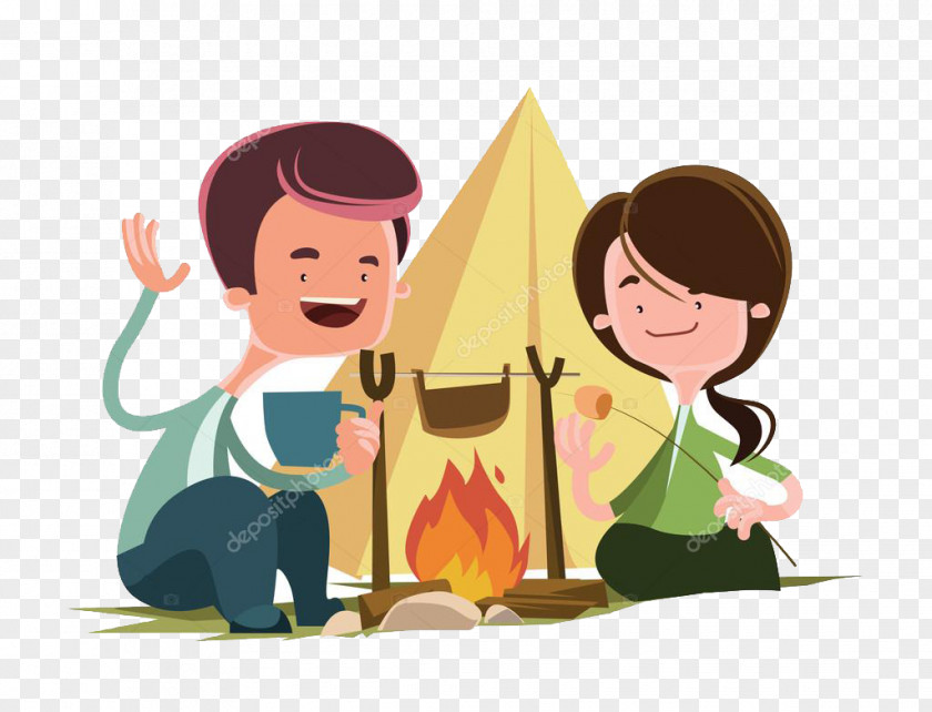 Sharing Leisure Camping Cartoon PNG