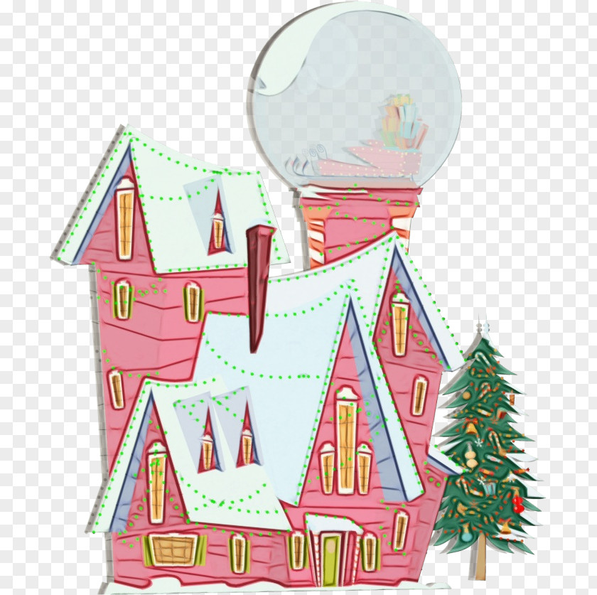 Pink House Home Christmas PNG