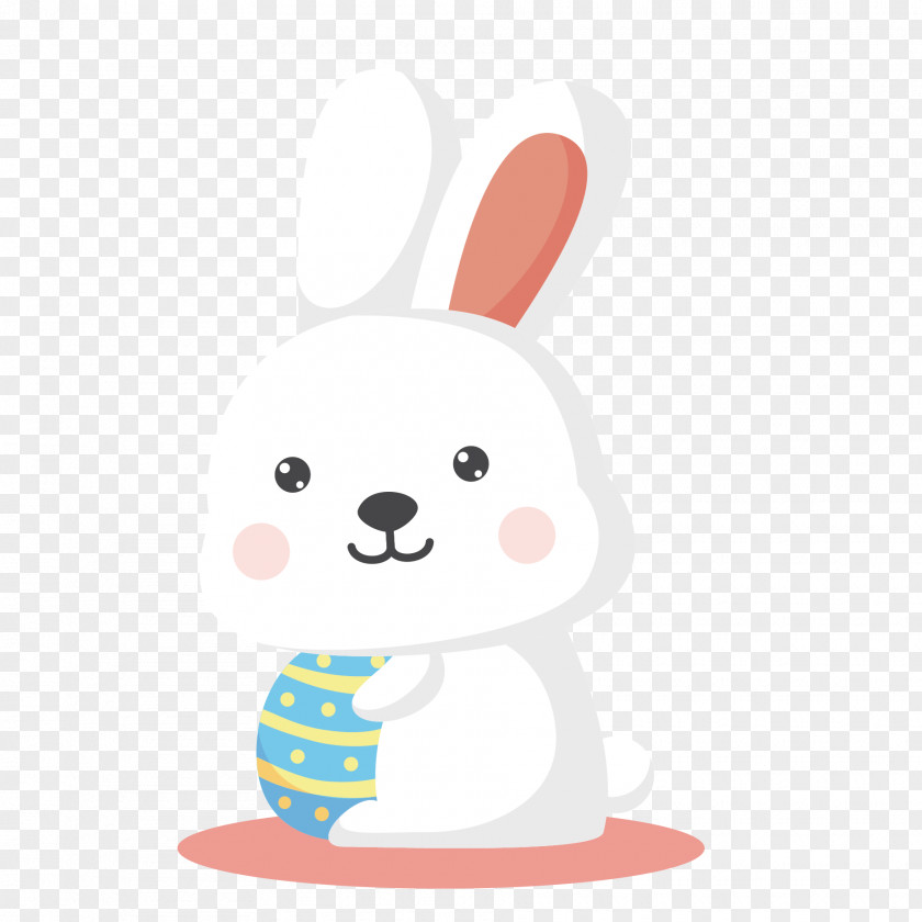 Vector Cute White Rabbit Easter Bunny Cartoon Illustration PNG