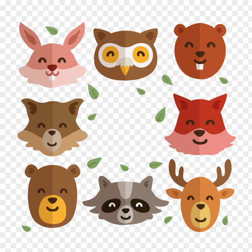 Cute Smile Forest Animal Avatar Vector Drawing Cartoon Clip Art PNG