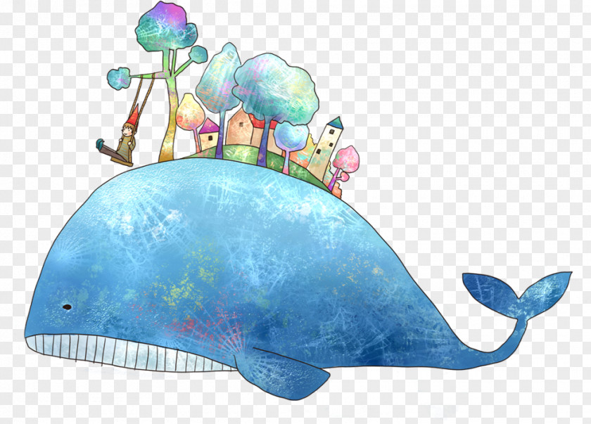 Hand-painted Whale Blue Antarctic PNG